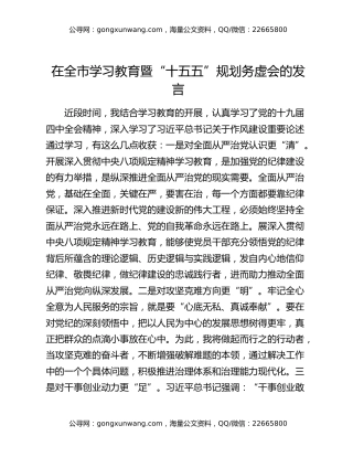 在全市八项规定精神学习教育暨“十五五”规划务虚会的发言