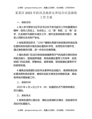 某某区2025年防汛及地质灾害综合应急演练工作方案 (2)