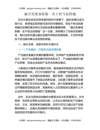 融合发展谋新篇・实干担当促跨越