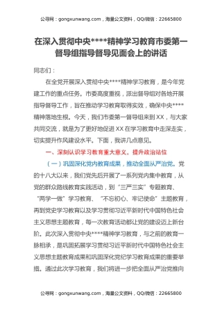 在深入贯彻中央八项规定精神学习教育市委第一督导组指导督导见面会上的讲话