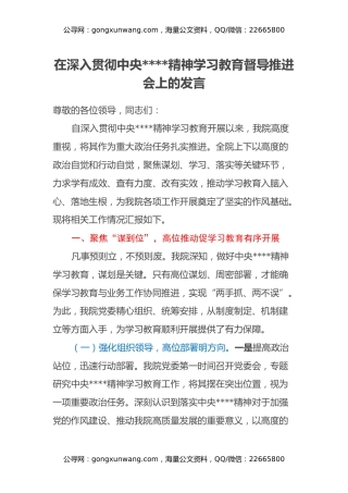 在深入贯彻中央八项规定精神学习教育督导推进会上的发言