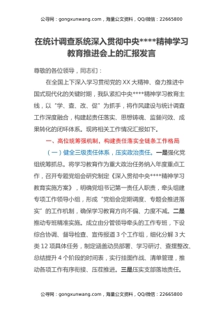 在统计调查系统深入贯彻中央八项规定精神学习教育推进会上的汇报发言
