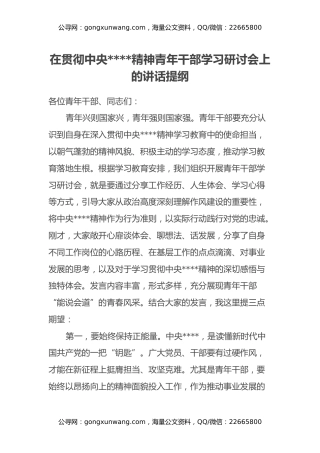 在贯彻中央八项规定精神青年干部学习研讨会上的讲话提纲