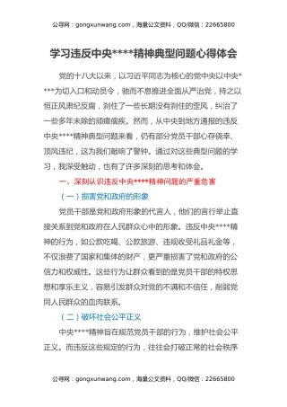 学习违反中央八项规定精神典型问题心得体会
