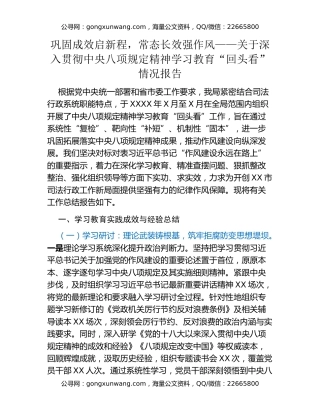 巩固成效启新程，常态长效强作风——关于深入贯彻中央八项规定精神学习教育“回头看”情况报告