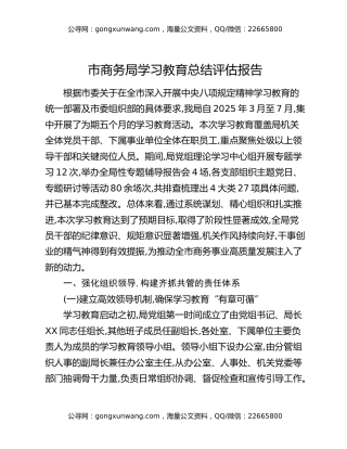 市商务局八项规定精神学习教育总结评估报告