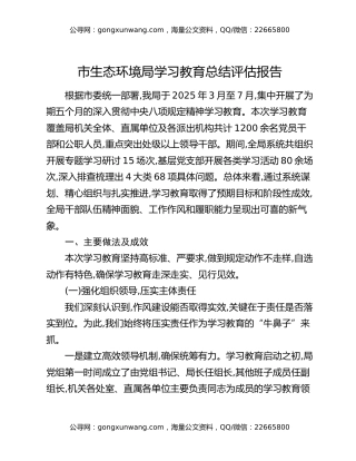 市生态环境局八项规定精神学习教育总结评估报告