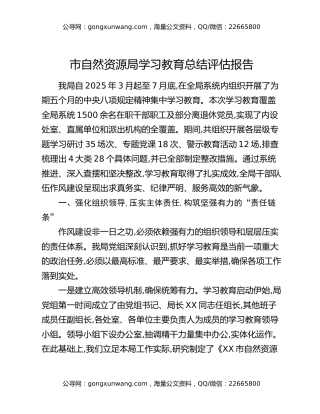 市自然资源局八项规定精神学习教育总结评估报告
