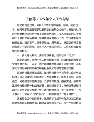 工信局2025年个人工作总结