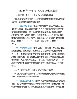 2024年半年度个人述职述廉报告