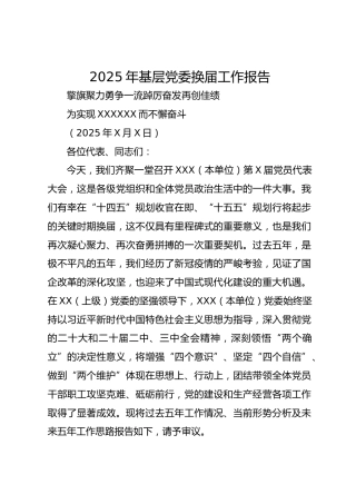 2025年基层党委换届工作报告