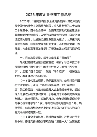 2025年度党建工作总结3200字