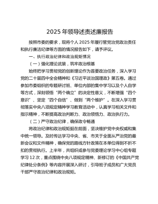 2025年领导述责述廉报告