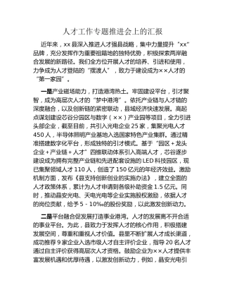 人才工作专题推进会上的汇报