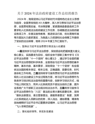 关于2024年法治政府建设工作总结的报告