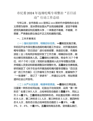 市纪委2024年违规吃喝专项整治“百日活动”行动工作总结（2）