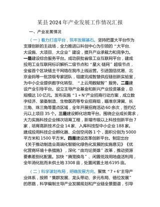 某县2024年产业发展工作情况汇报（2）