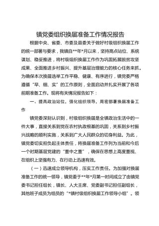 镇党委组织换届准备工作情况报告