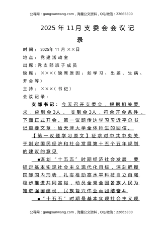 2025年11月支委会会议记录