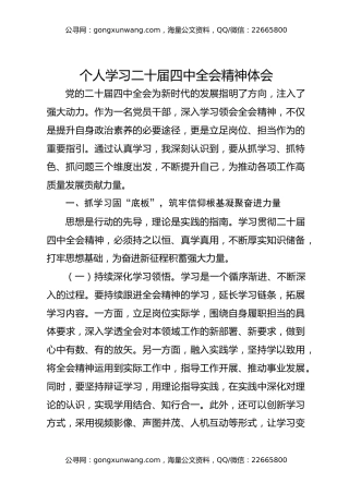 个人学习二十届四中全会精神体会