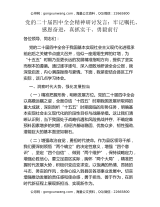 党的二十届四中全会精神研讨发言：牢记嘱托、感恩奋进，真抓实干、勇毅前行
