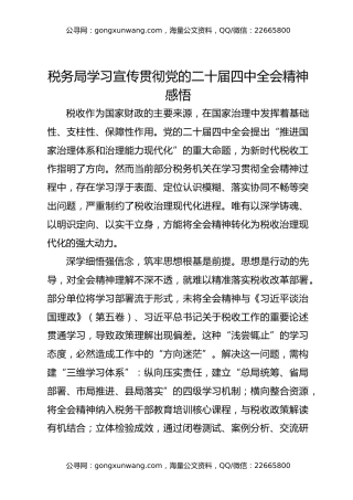 税务局学习宣传贯彻党的二十届四中全会精神感悟