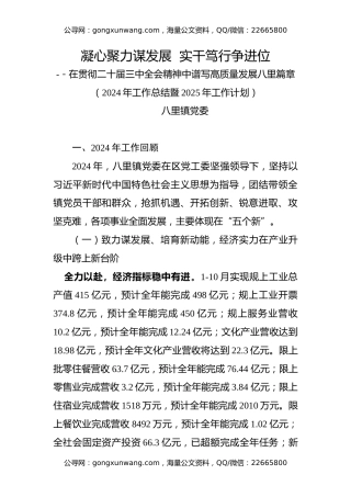 镇2024年工作总结、2025年工作计划