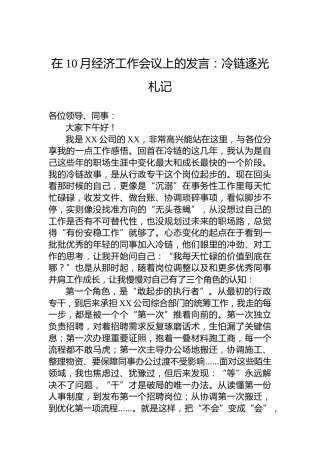 在10月经济工作会议上的发言：冷链逐光札记