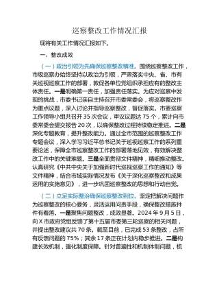 巡察整改工作情况汇报
