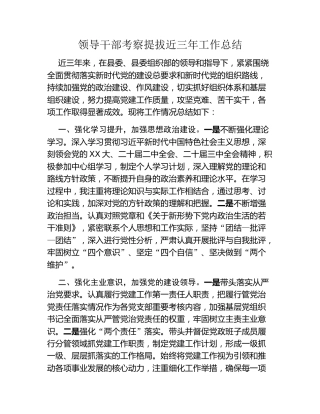 领导干部考察提拔近三年工作总结