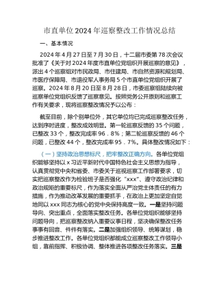 市直单位2024年巡察整改工作情况总结（2）