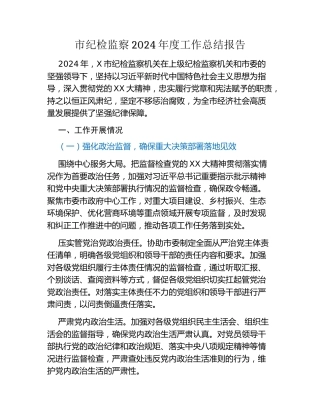 市纪检监察2024年度工作总结报告