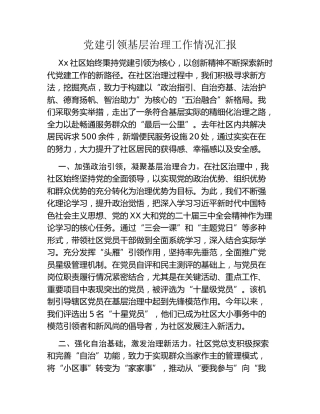 党建引领基层治理工作情况汇报（3）