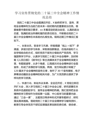 学习宣传贯彻党的二十届三中全会精神工作情况总结（3）