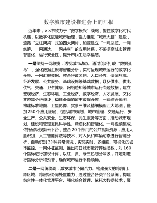 数字城市建设推进会上的汇报
