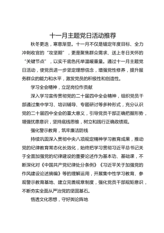 十一月主题党日活动推荐