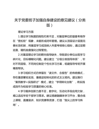 关于党委班子加强自身建设的意见建议（分类版）