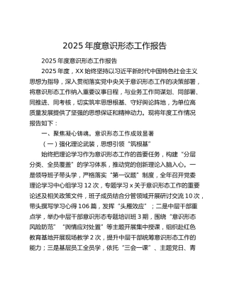 2025年度意识形态工作总结报告