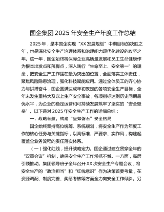 国企公司2025年安全生产年度工作总结