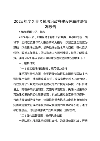 202x年度X县X镇法治政府建设述职述法情况报告