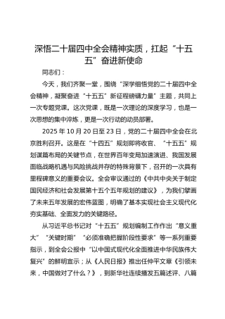 讲稿：深悟二十届四中全会精神实质，扛起“十五五”奋进新使命——党的二十届四中全会精神宣讲