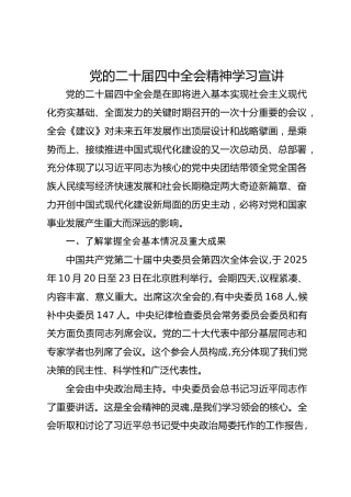 党的二十届四中全会精神学习宣讲