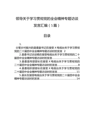 领导关于学习贯彻党的二十届四中全会精神专题访谈发言汇编（5篇）