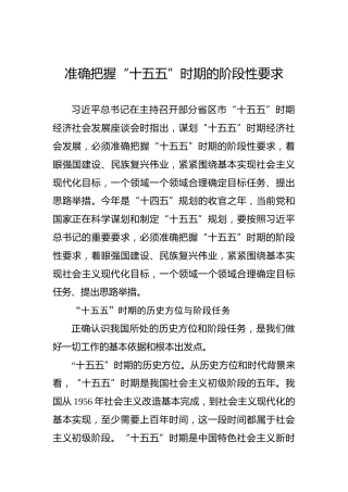 准确把握“十五五”时期的阶段性要求