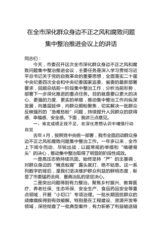 在全市深化群众身边不正之风和腐败问题集中整治推进会议上的讲话