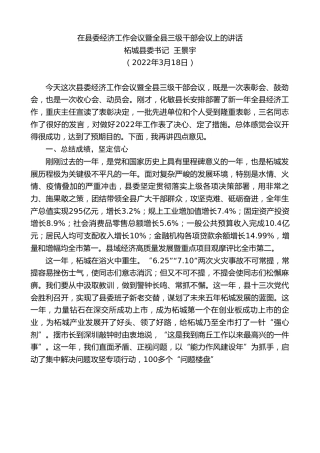 最新讲话系列第3478期柘城县委书记王景宇：在县委经济工作会议暨全县三级干部会议上的讲话