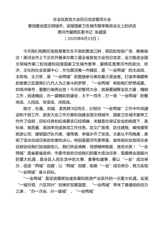 最新讲话系列第366期黑河市爱辉区委书记张建国在全区旅发大会百日攻坚誓师大会暨创建全国文明城市、迎接国家卫生城市复审推进会议上的讲话