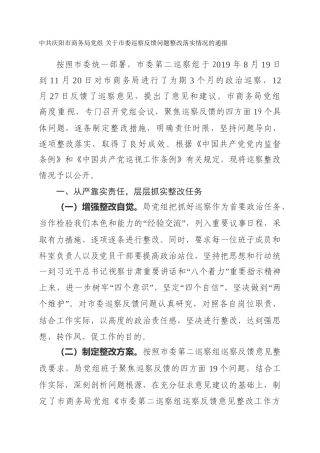 市商务局党组  关于市委巡察反馈问题整改落实情况的通报