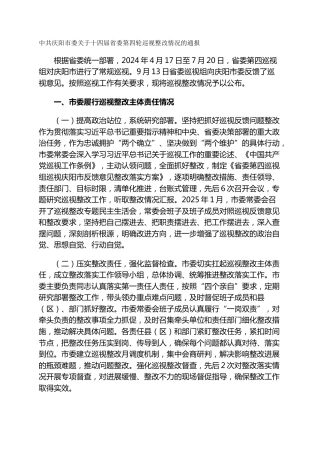 市委关于十四届省委第四轮巡视整改情况的通报