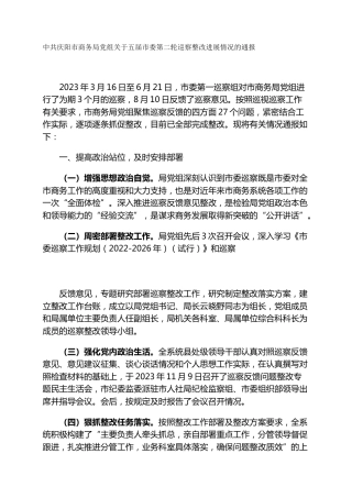 市商务局党组关于五届市委第二轮巡察整改进展情况的通报